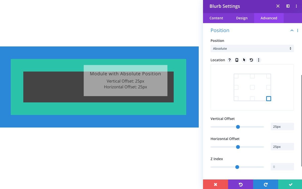 Divi Absolute Position