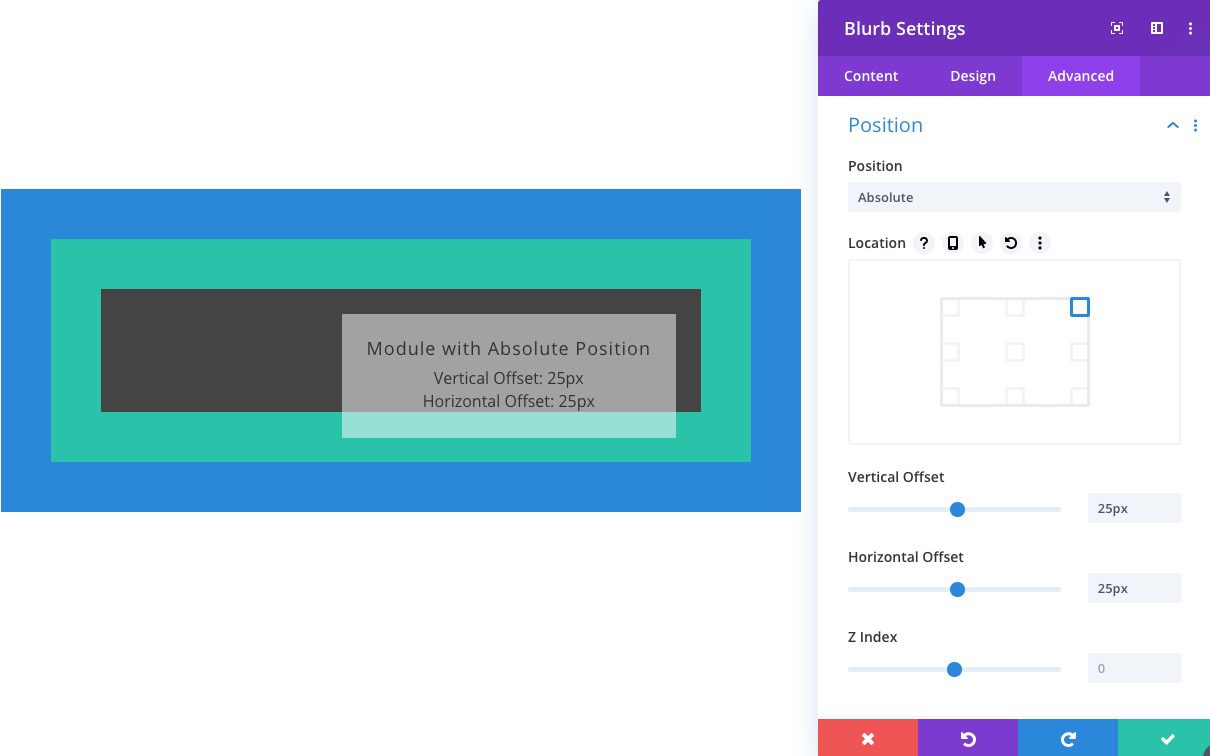 Divi Absolute Position