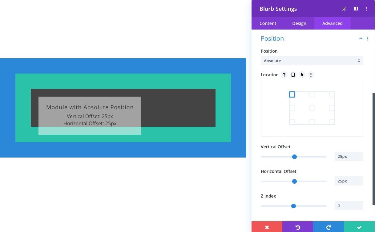 Divi Absolute Position