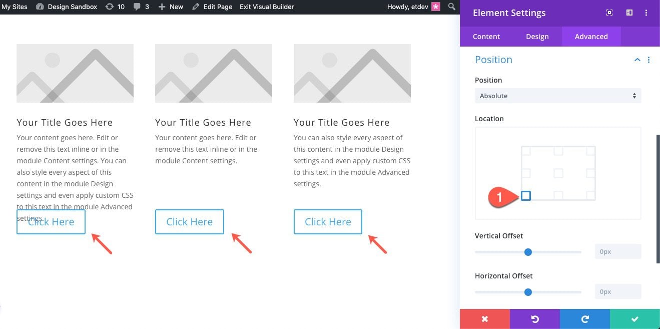 Divi Absolute Position