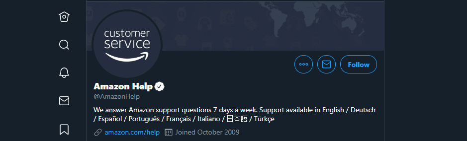 Amazon Help's Twitter account.