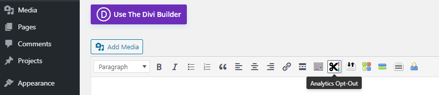 Using the Classic Editor to add an opt-out button.