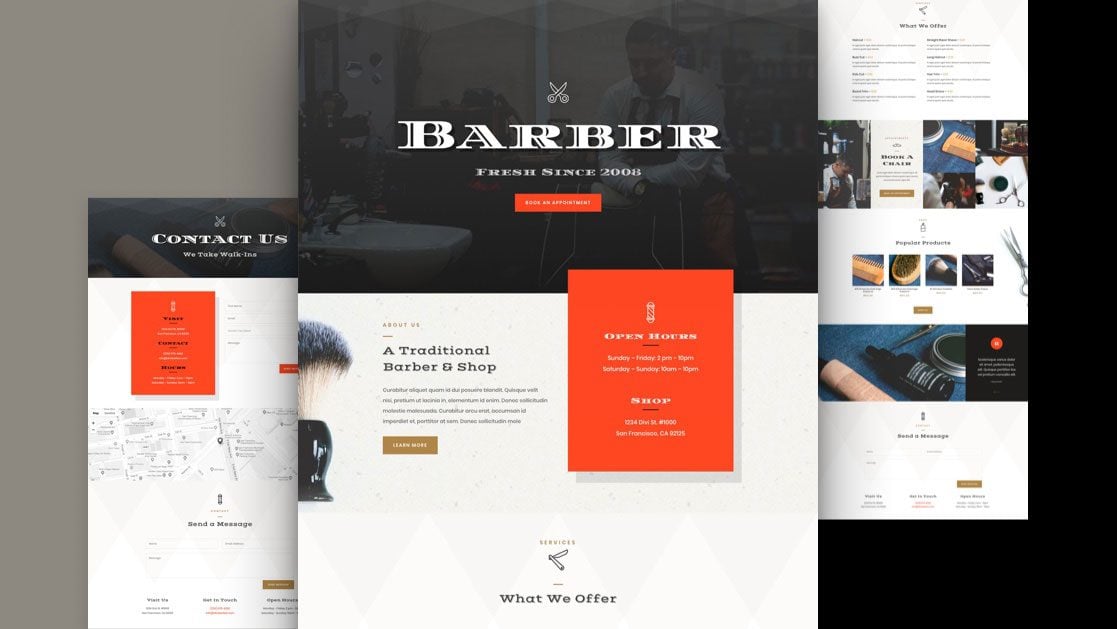 Get a FREE Barber Shop Layout Pack for Divi