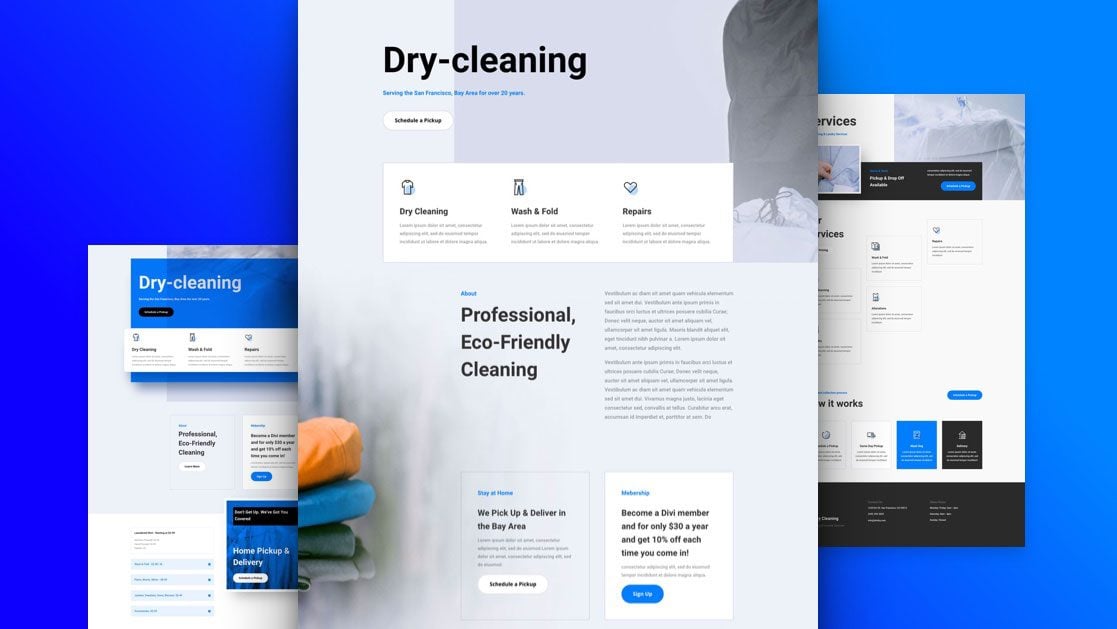 Get a FREE Dry Cleaning Layout Pack for Divi