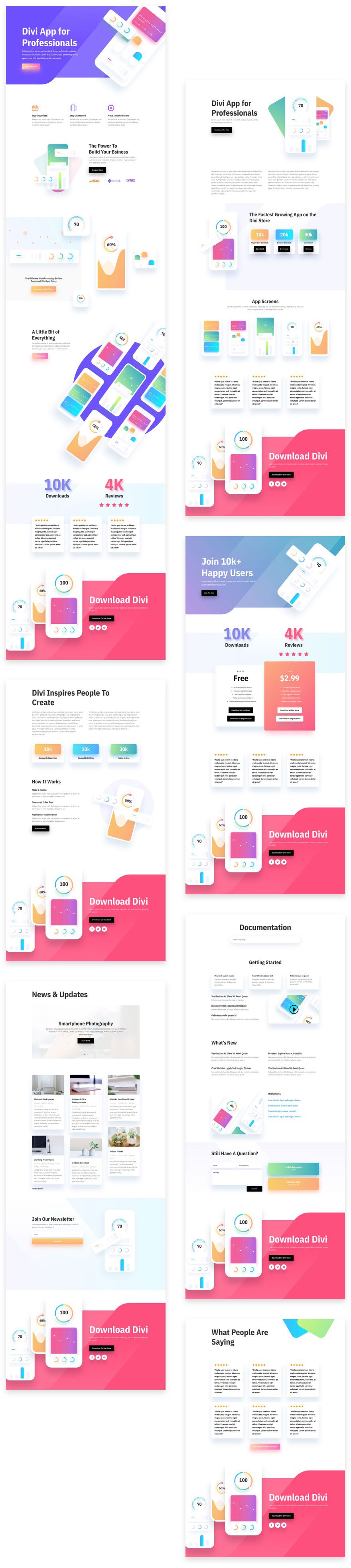 Divi Mobile App Layout Pack