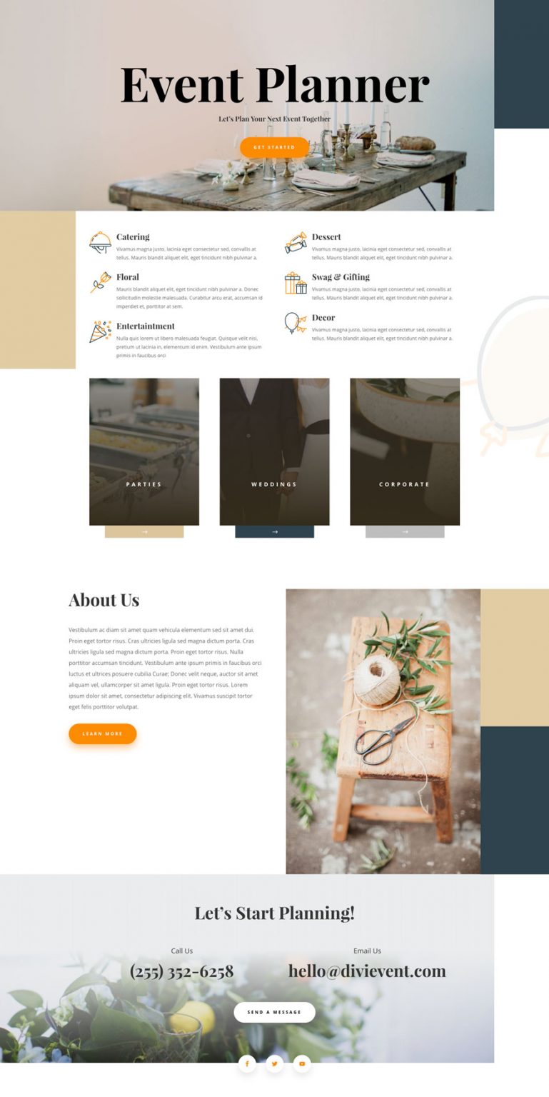 Get a FREE Event Planner Layout Pack for Divi
