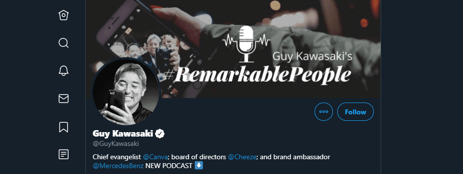 Guy Kawasaki's Twitter account.