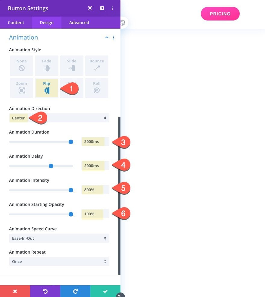 Divi delayed button animations