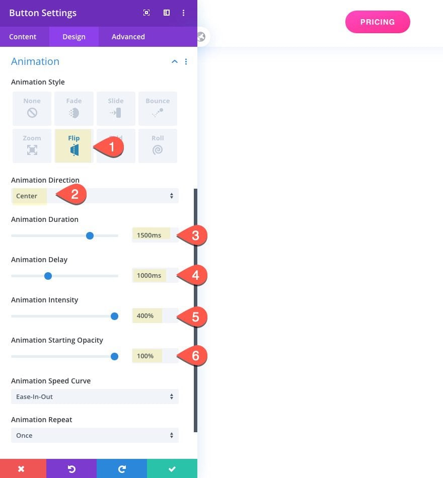 Divi delayed button animations