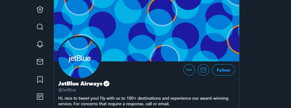 JetBlue Airways' Twitter account.