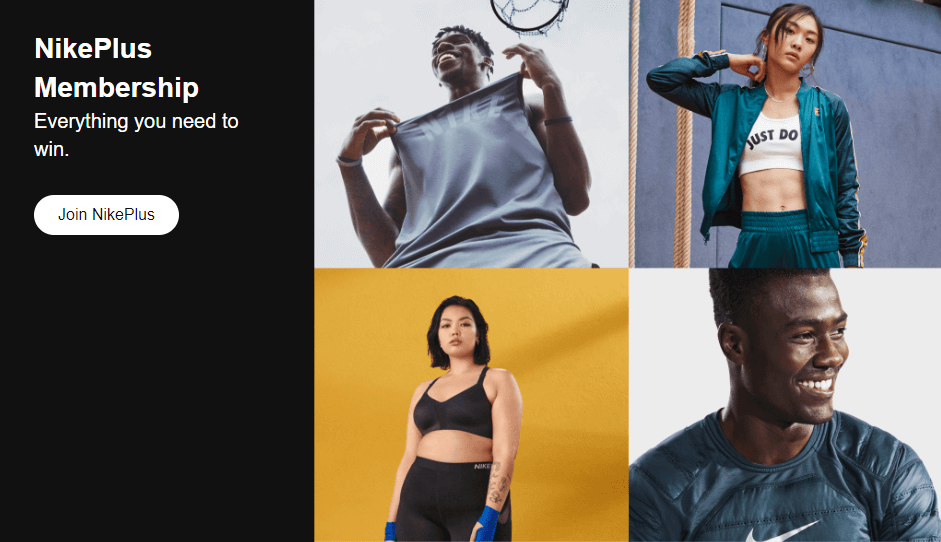 The NikePlus Membership homepage.
