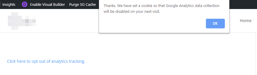 The analytics opt-out confirmation message.