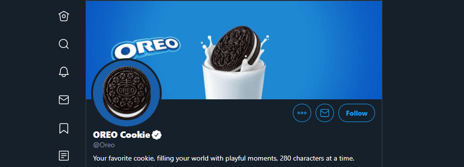 Oreo's Twitter account.