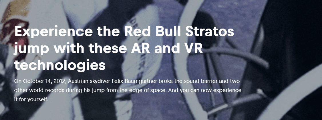 An advertisement for the Stratos VR experience.