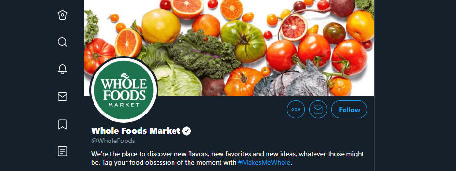 Whole Foods Market's Twitter account.