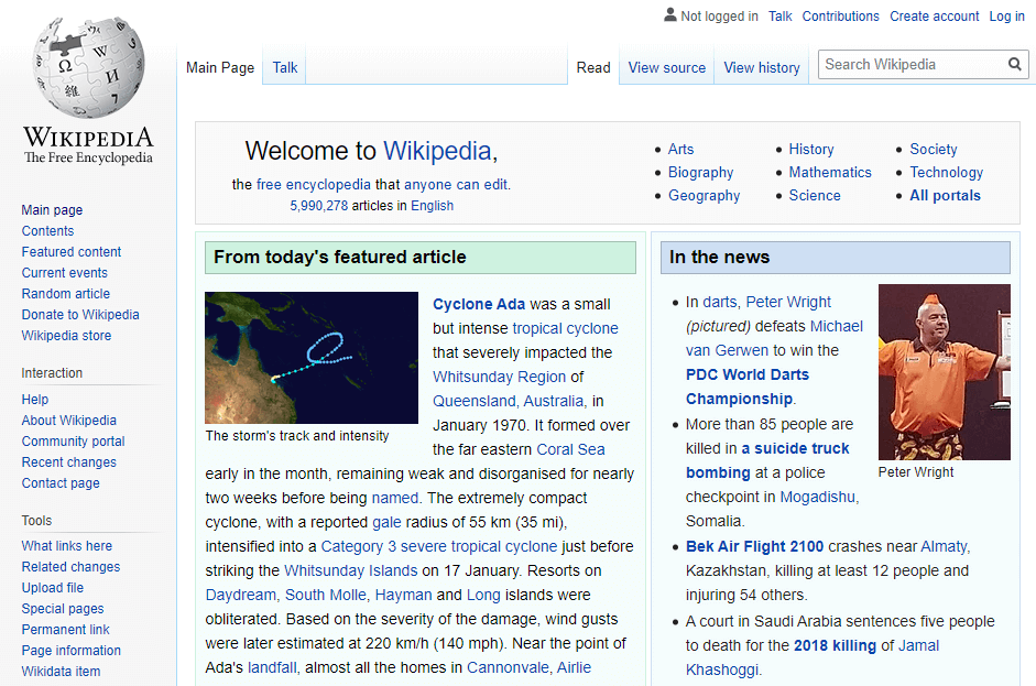 Wikipedia's sidebar.