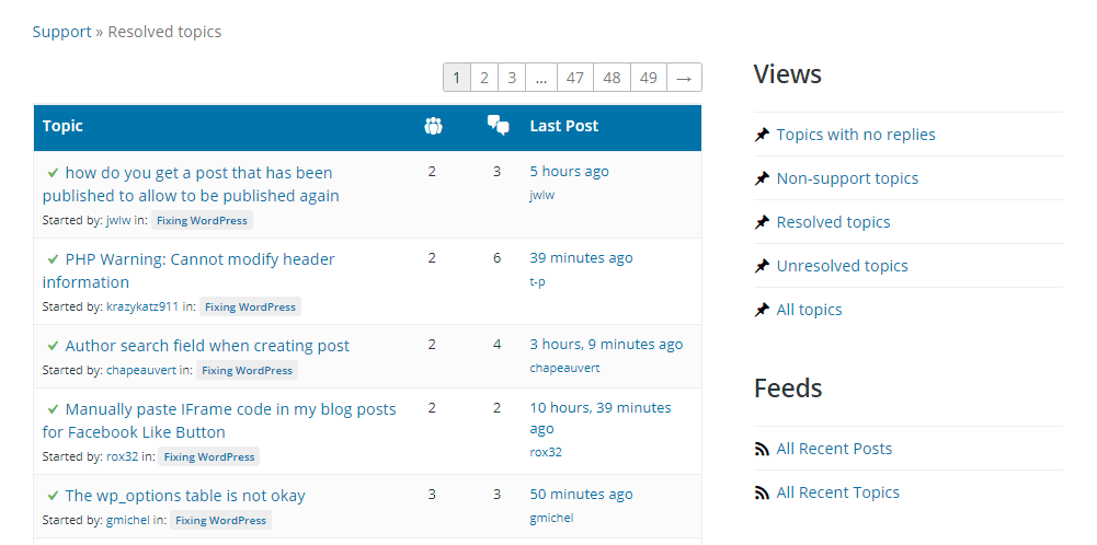 The WordPress.org support forums.