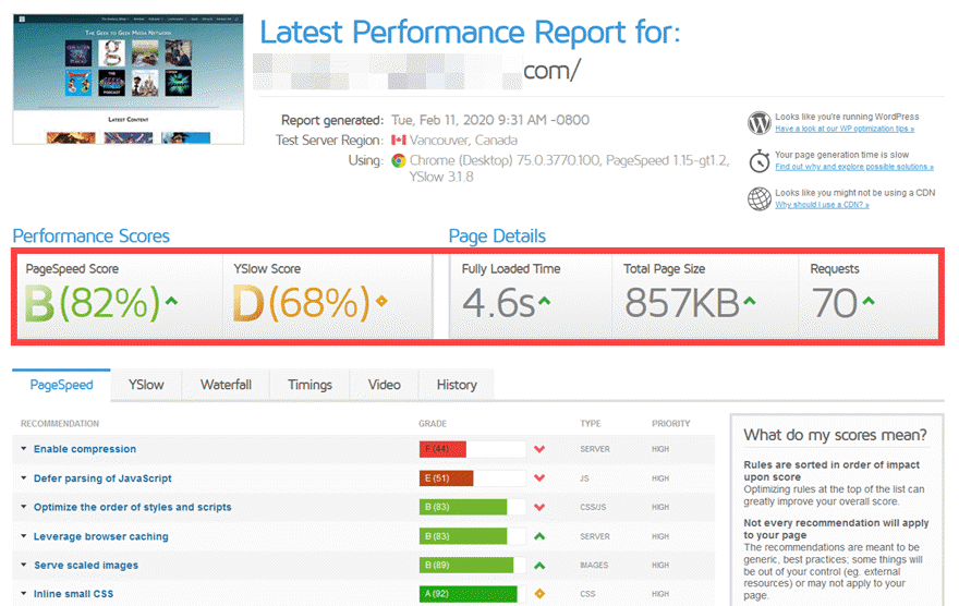 WP Rocket Speed Test