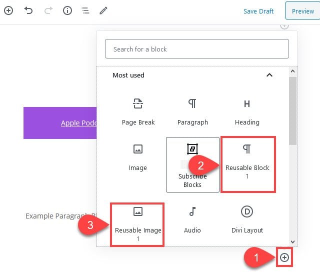 WordPress Reusable Blocks