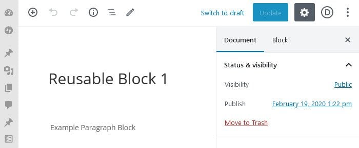 WordPress Reusable Blocks