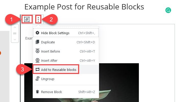 WordPress Reusable Blocks