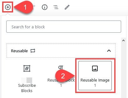 inserting reusable block for template