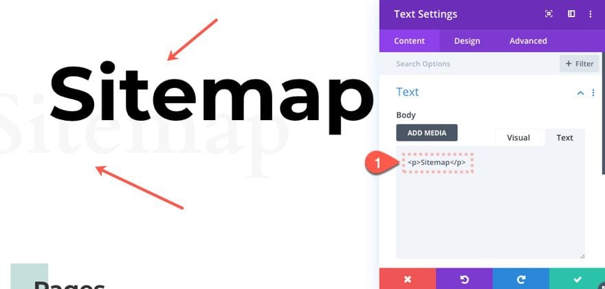 divi html sitemap page