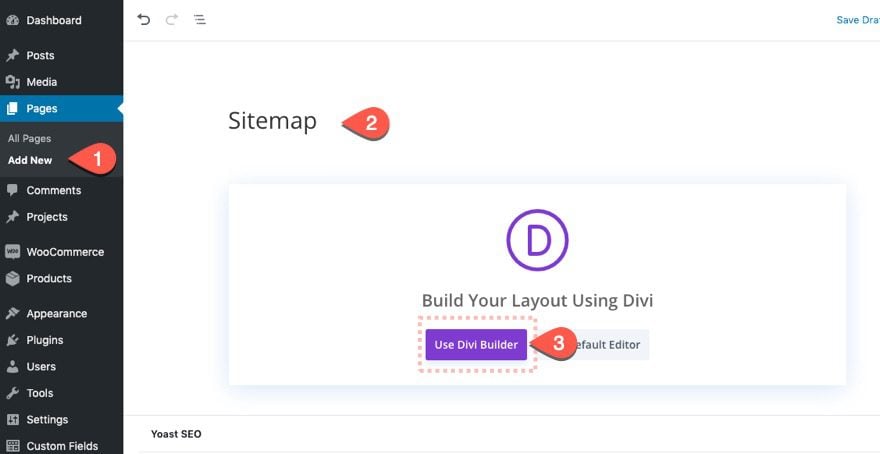 divi html sitemap page