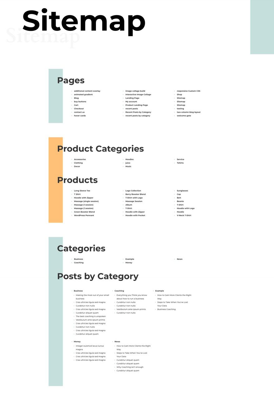 divi html sitemap page