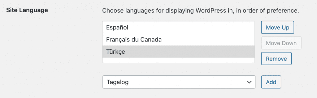 preferred language