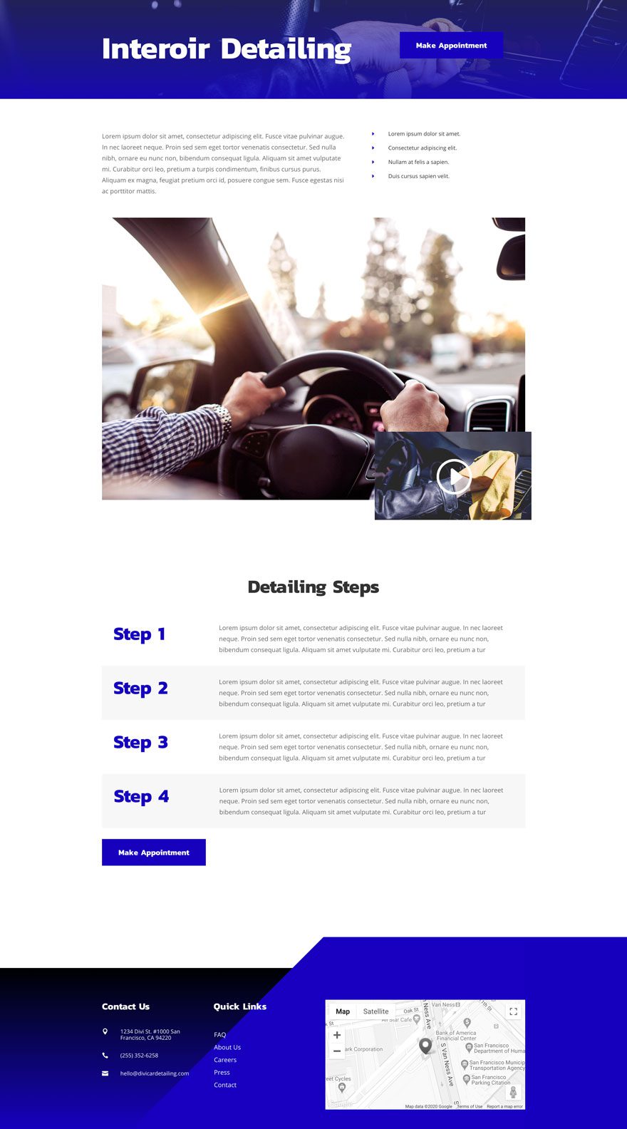 Divi Car Detailing Layout