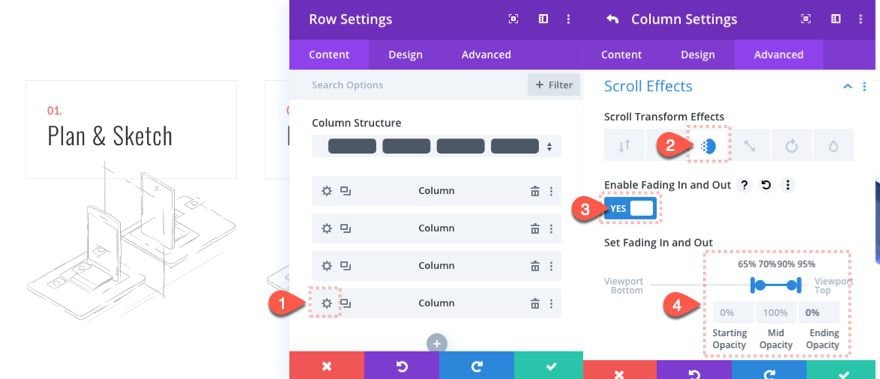 steps to a process scroll effects