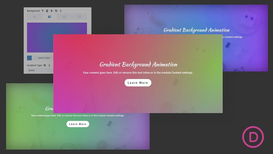 Cách tạo hiệu ứng Gradient Background chuyển động trong Divi (2 cách) giúp trang web của bạn có thêm tính năng thú vị và động đậy. Xem hình ảnh để tìm hiểu và áp dụng trong quá trình tạo website thú vị của bạn.