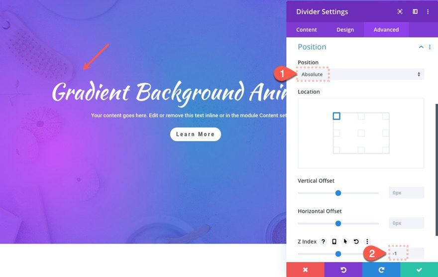 Divi Gradient Background Animation