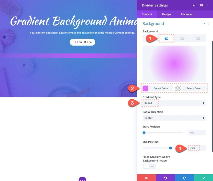 Divi Gradient Background Animation