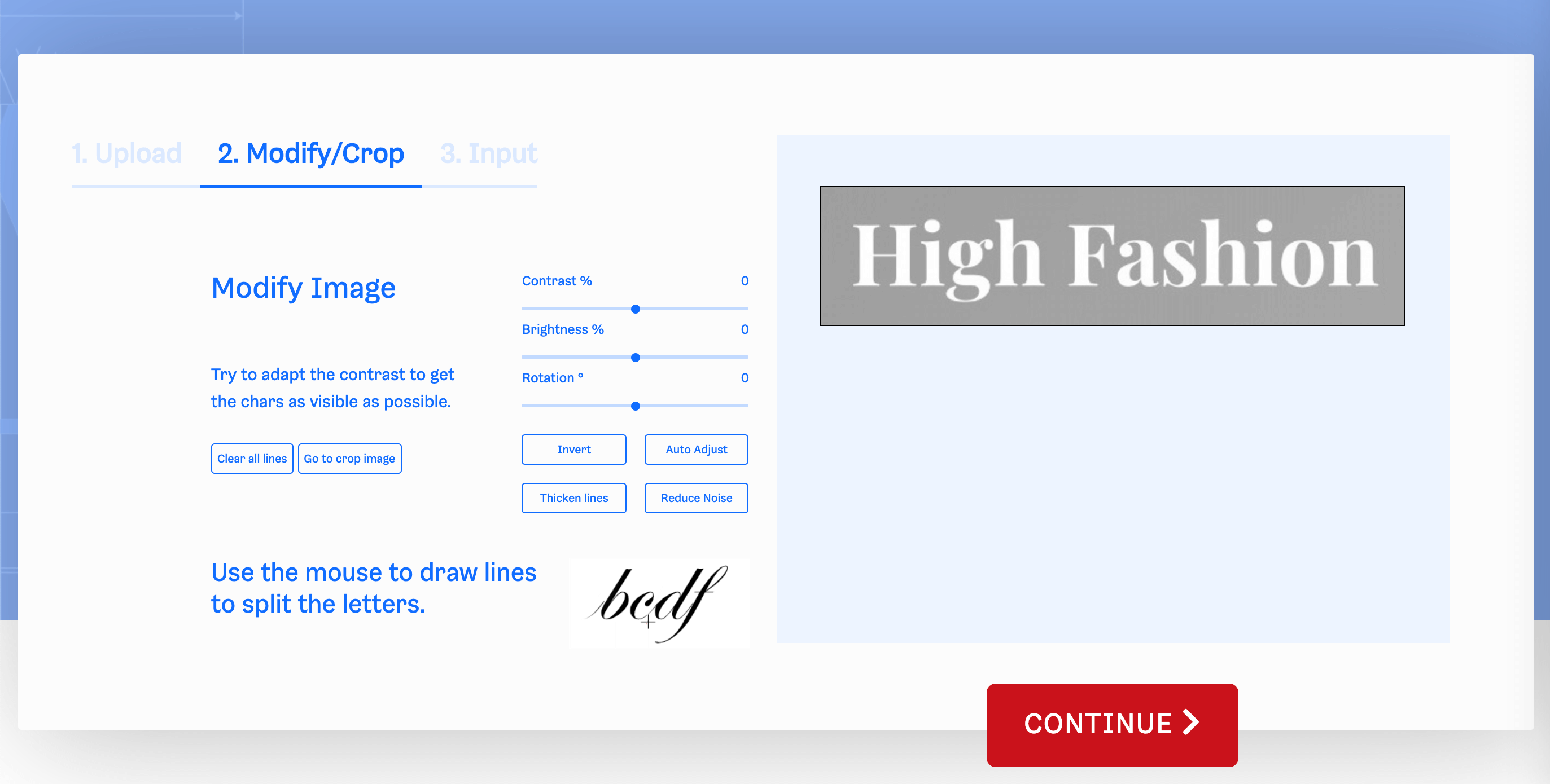 Modifying a cropped selection in What Font Is.