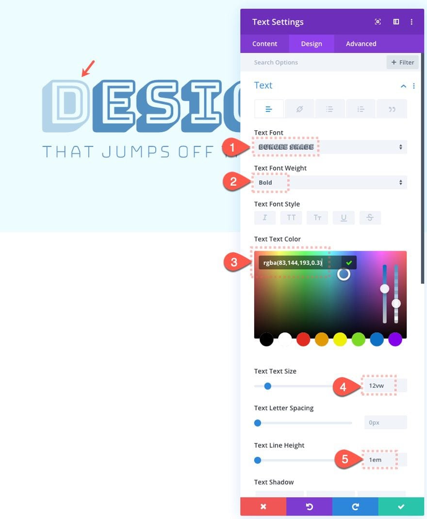 stack and animate text on scroll in divi