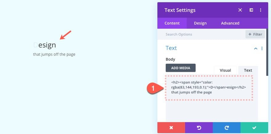 stack and animate text on scroll in divi
