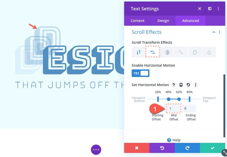 stack and animate text on scroll in divi