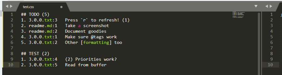 A to-do list output.