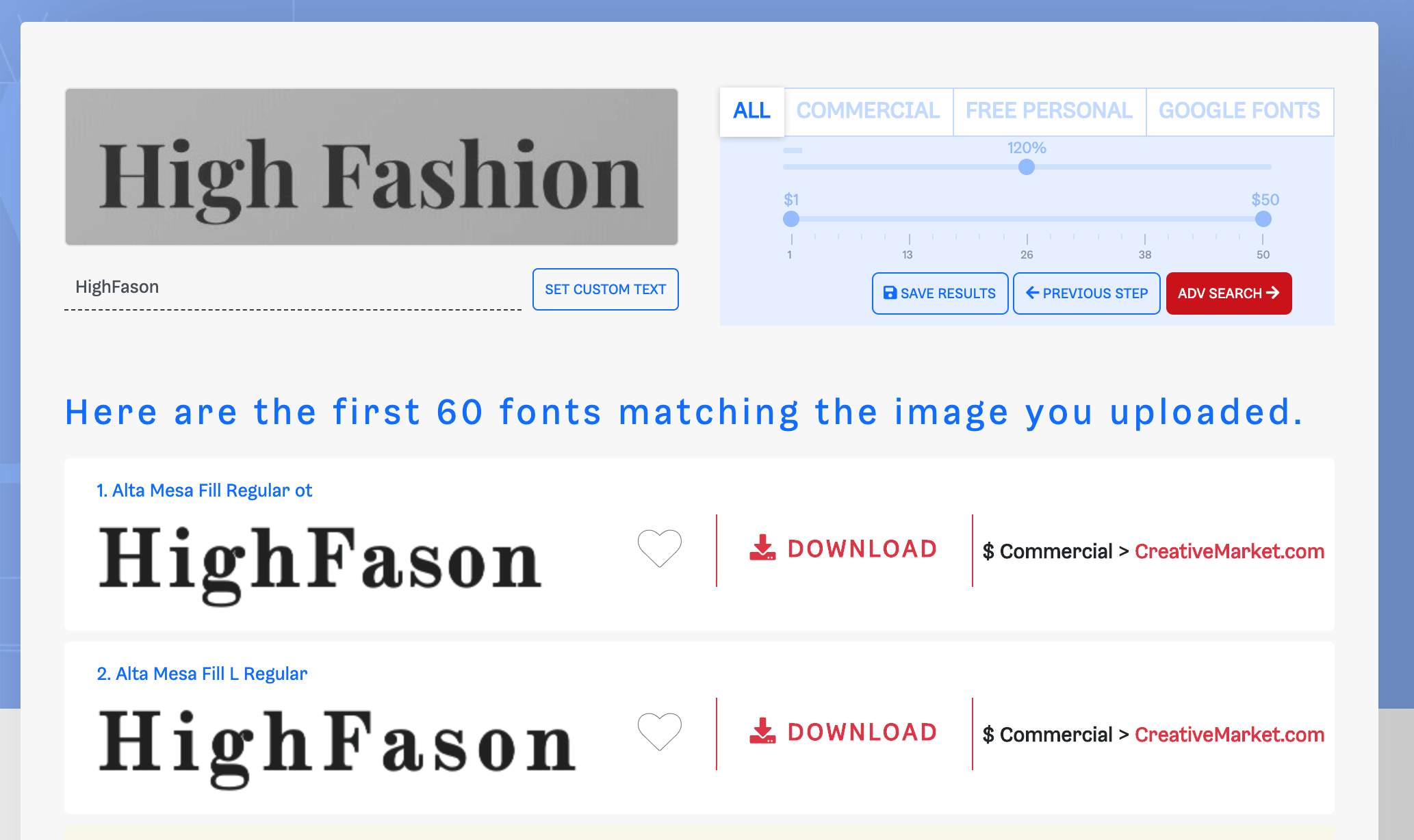 Search Font