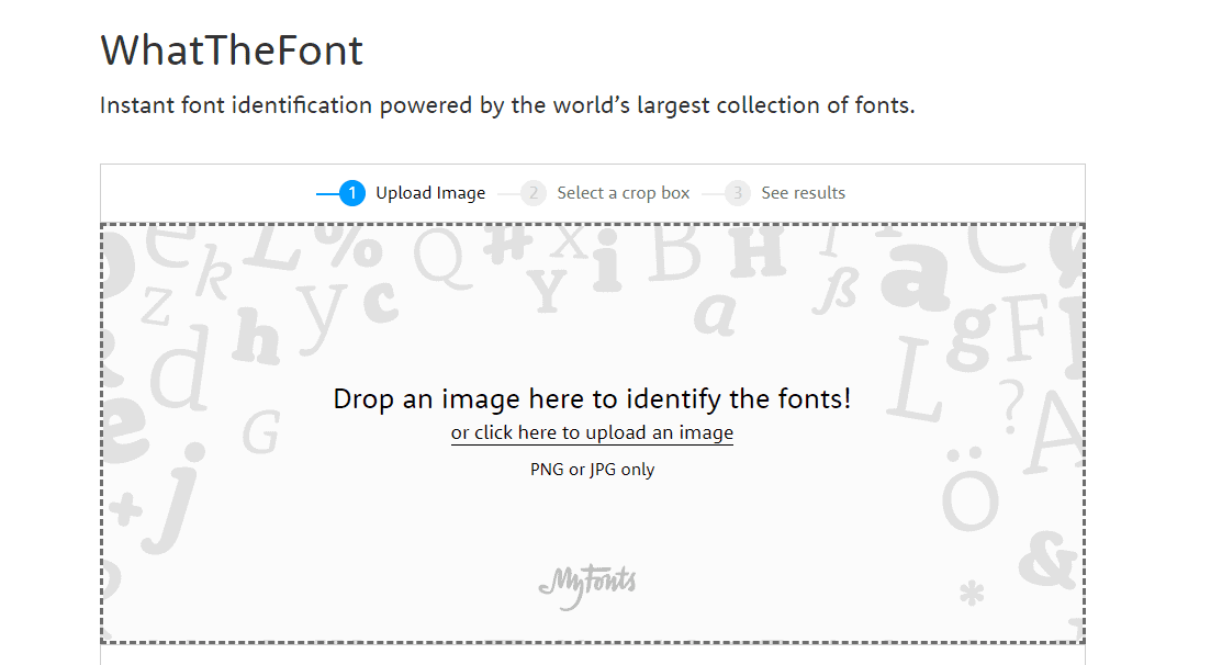 Uploading an image to WhatTheFont.