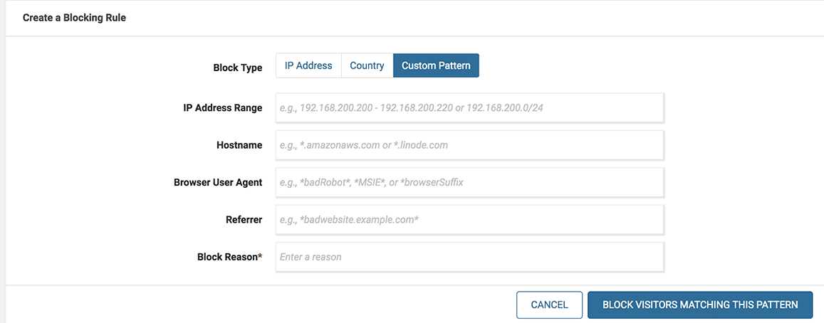 Configuring Wordfence to block connections.