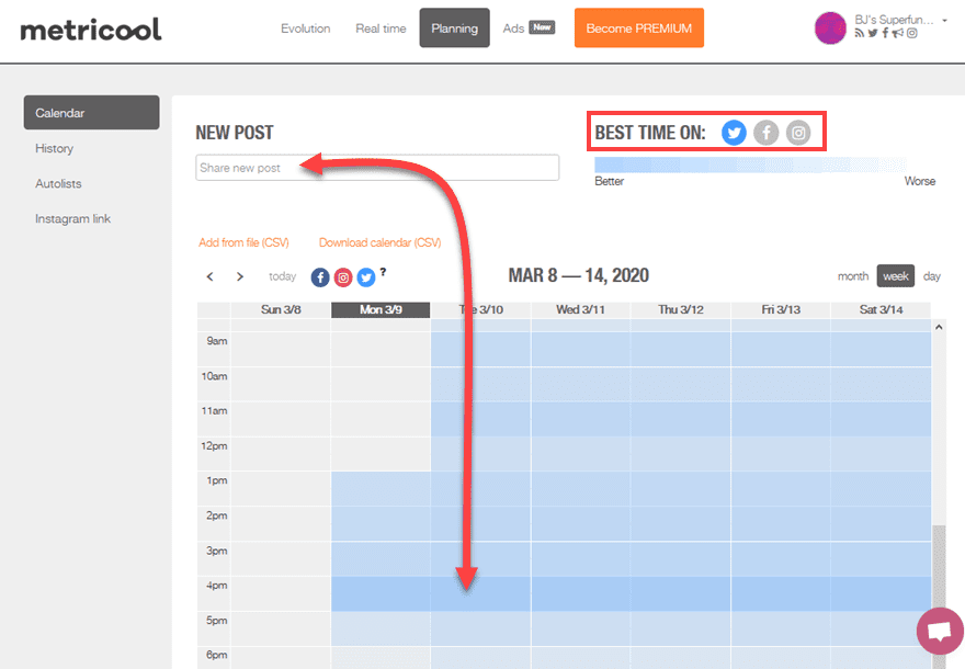 Social Media Dashboard Metricool