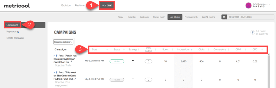 Social Media Dashboard Metricool