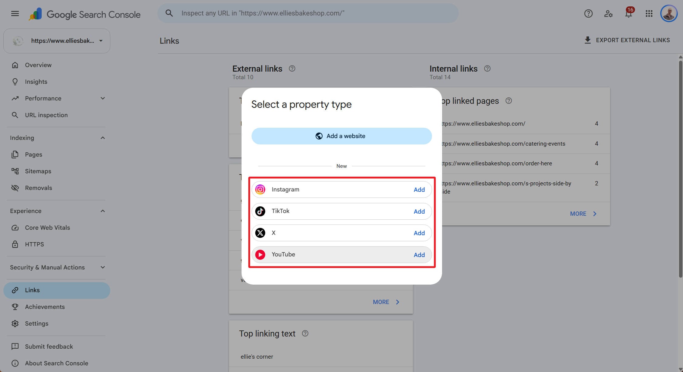 Add Social Channel Property Types to GSC