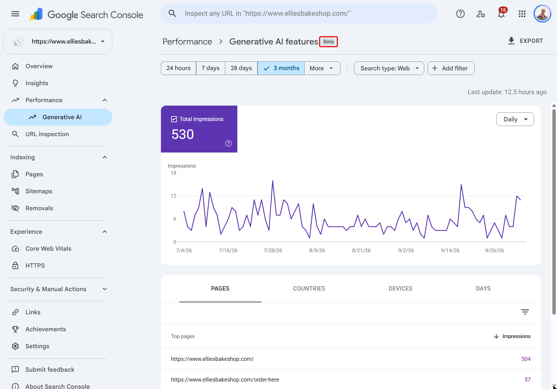 The Generative AI report in Search Console