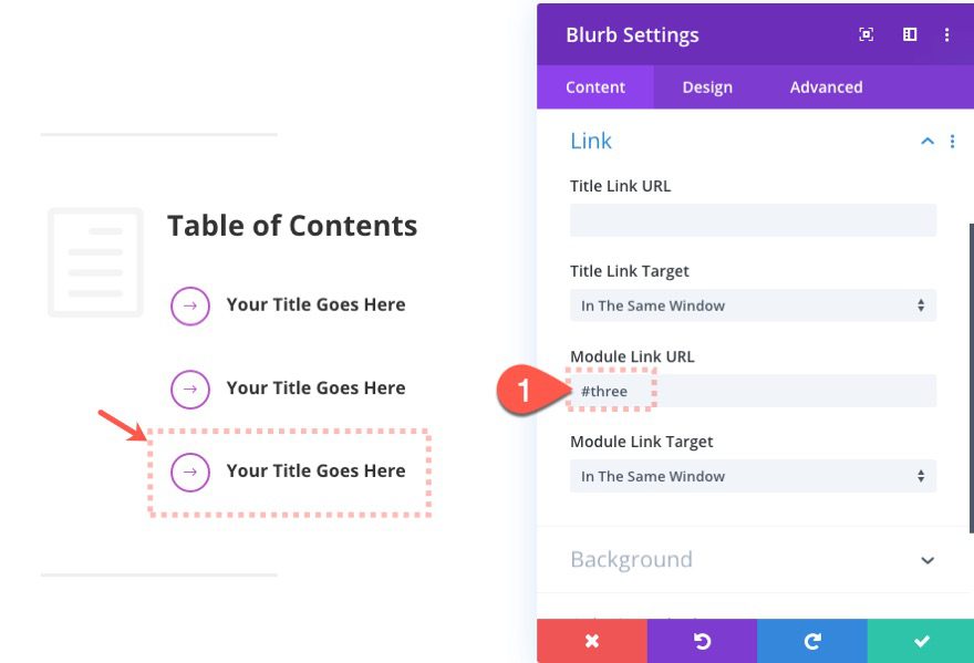 clickable table of contents