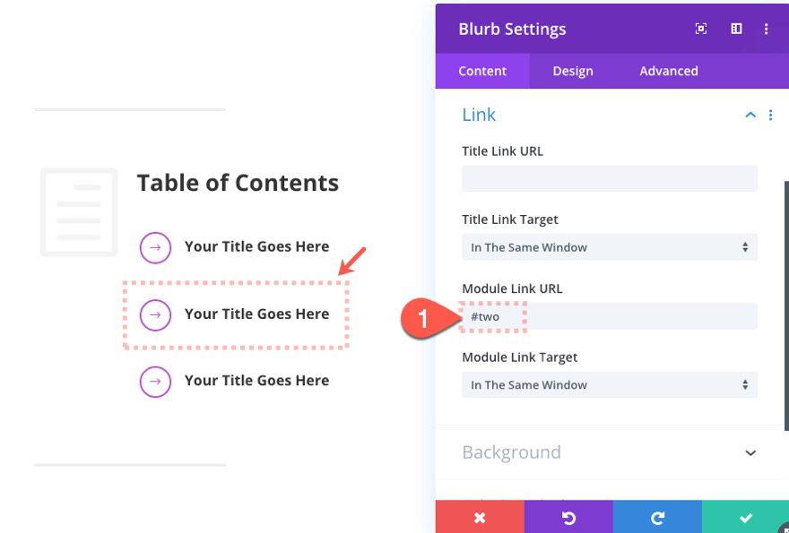 clickable table of contents