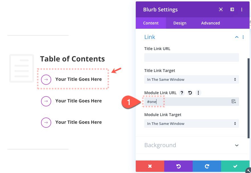 clickable table of contents